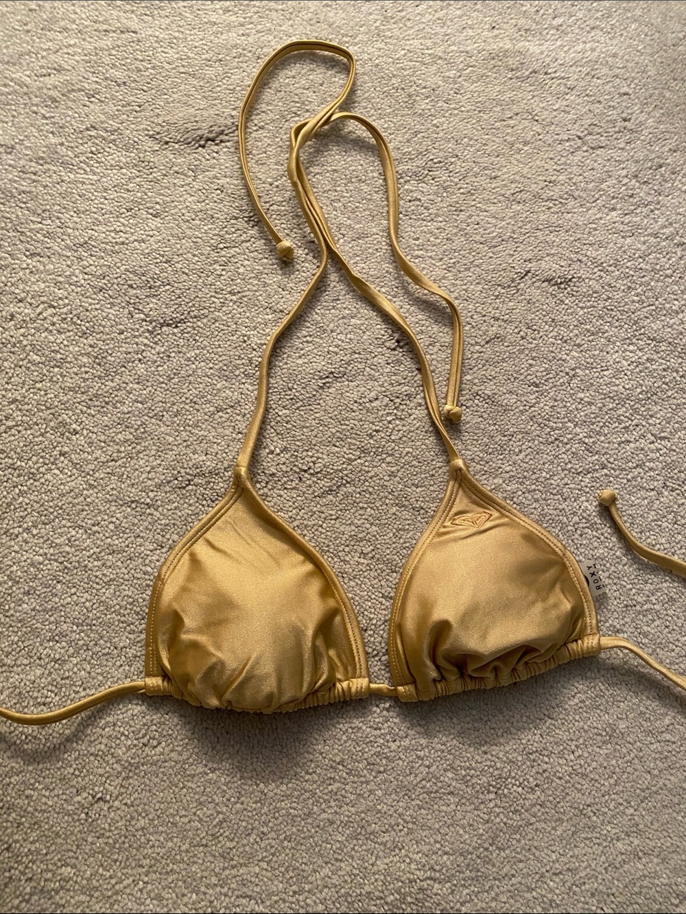 Roxy Metallic Gold Triangle Bandeau Bikini Top